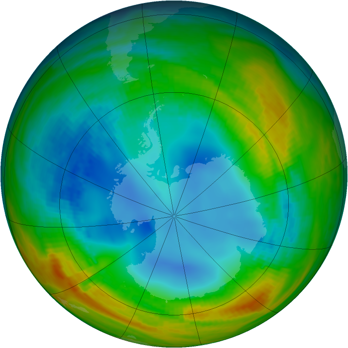 Antarctic ozone map for 05 August 1986